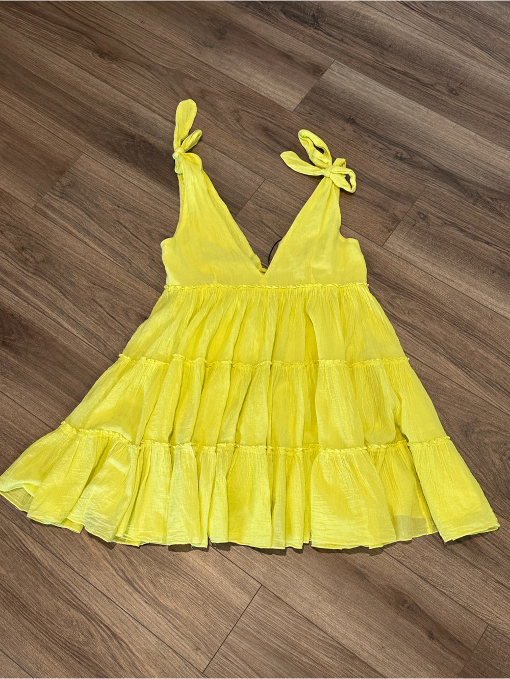 NWT! Anthropologie Devotion Semele Mini Yellow Tiered Dress Size Medium - Picture 5 of 13